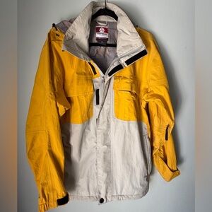 Vintage Burton Tri-Lite Snowboard Jacket Yellow Waterproof Shell Y2K